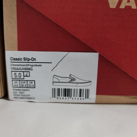 NEW Vans Classic Slip-on Maroon Checkered Women's Athletic Casual Skate Shoes - Picture 8 of 10